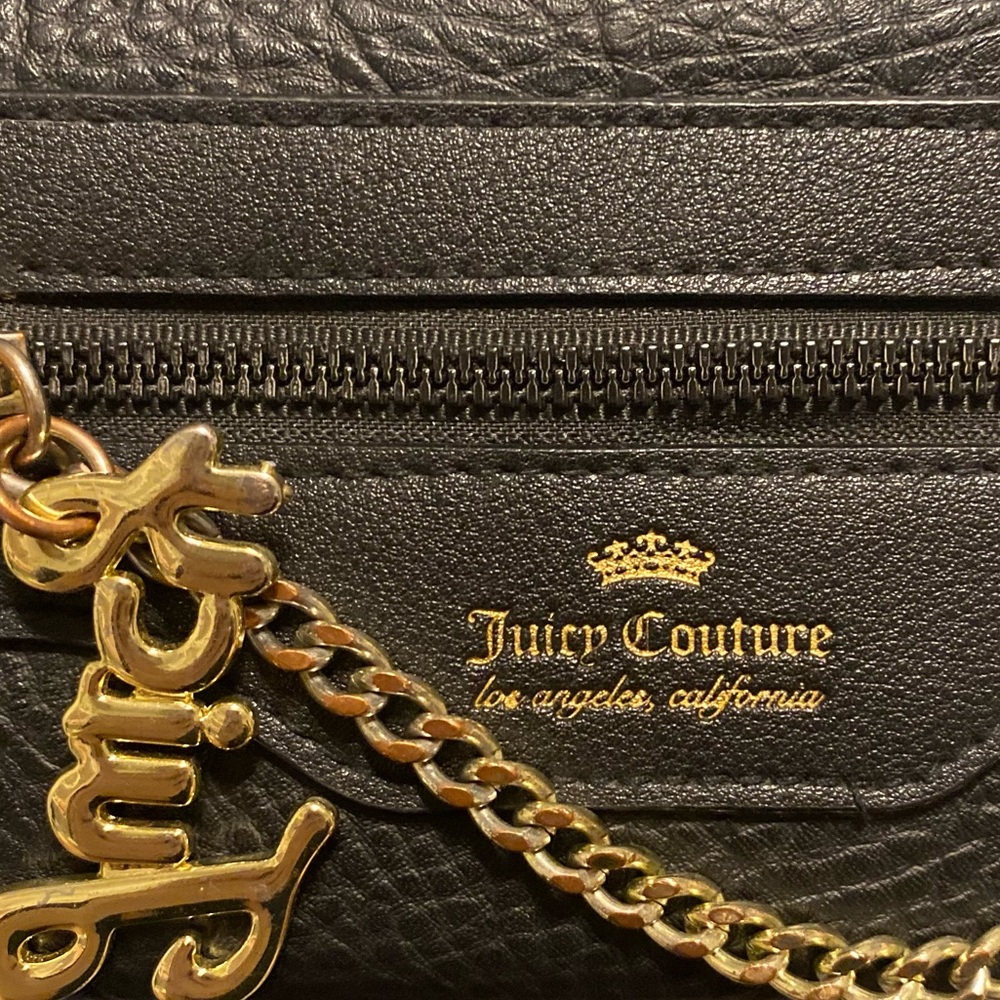 Juicy Couture Black and Gold Zip Up Leather Wallet